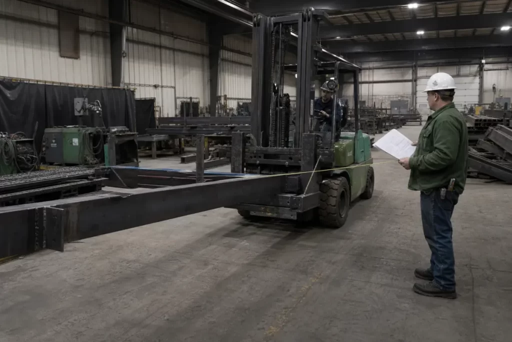 Forklift specification and pricing review in an industrial workplace