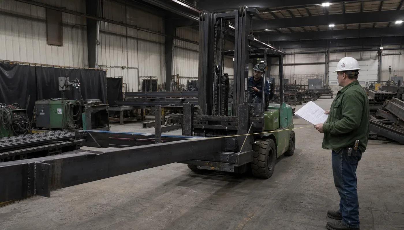 Electric forklift working in a refrigerated food warehouse