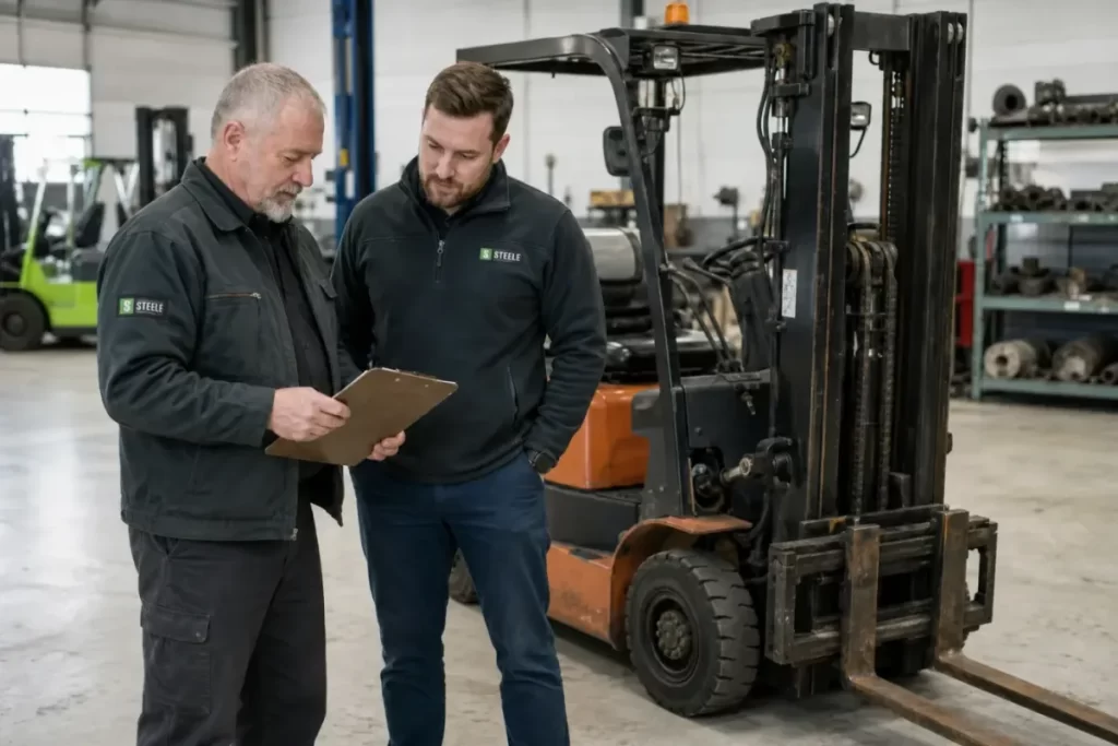 Forklift fleet specification worksheet for several locations