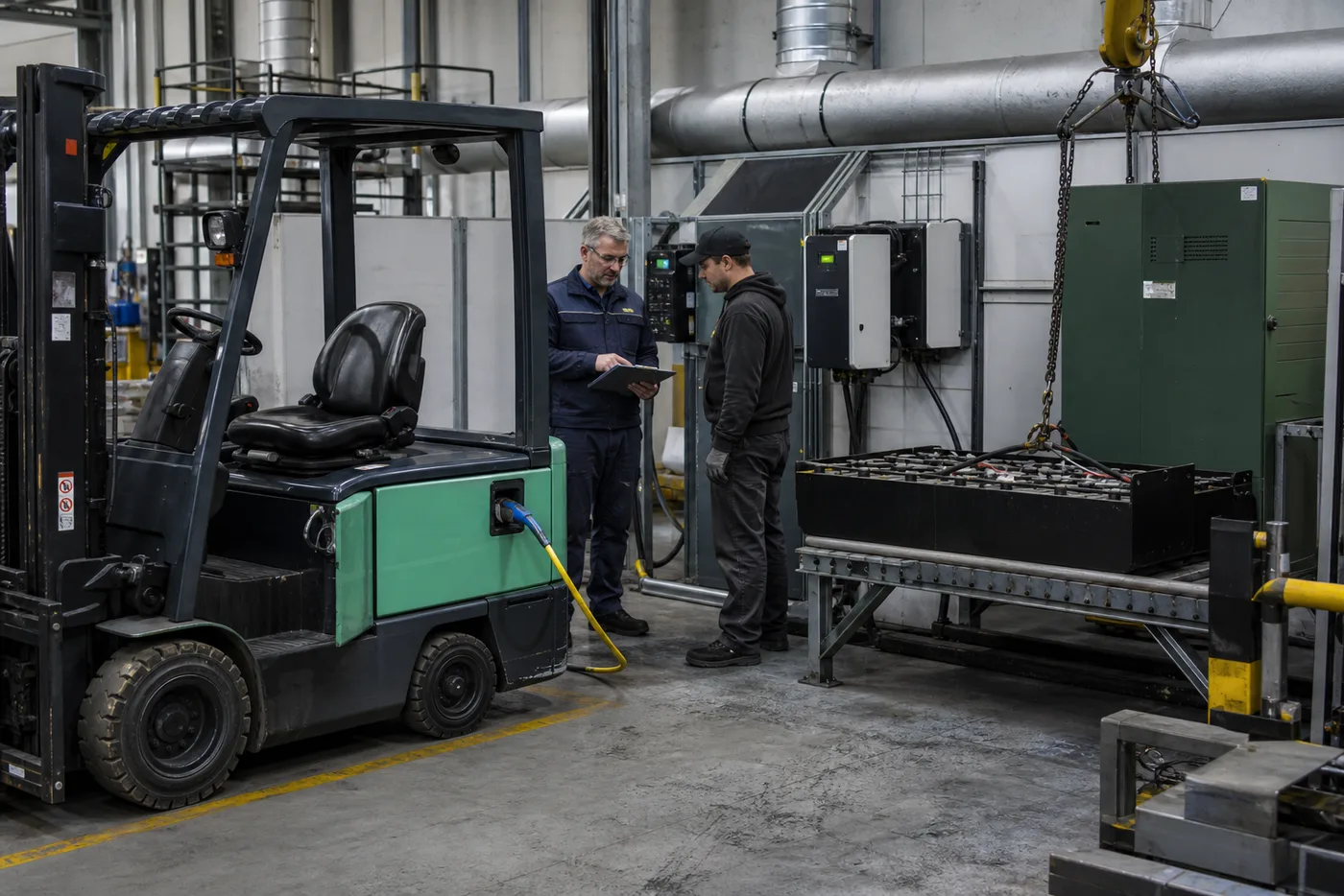 Compare charging strategy, shift coverage, infrastructure, maintenance, temperature and lifecycle cost for forklift batteries.