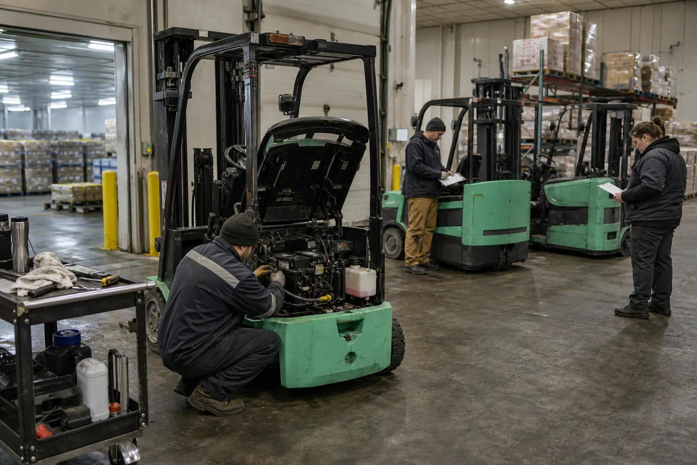 Build a preventive-maintenance plan around hours, environment, inspections, wear trends, parts and production risk.