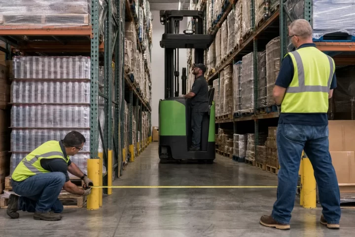 Measure rack clearances, load length, turning geometry and maneuvering space before selecting warehouse forklifts.